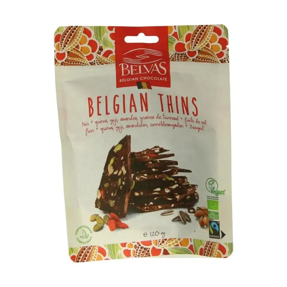 Belvas Thins puur goji amandel 120 gram