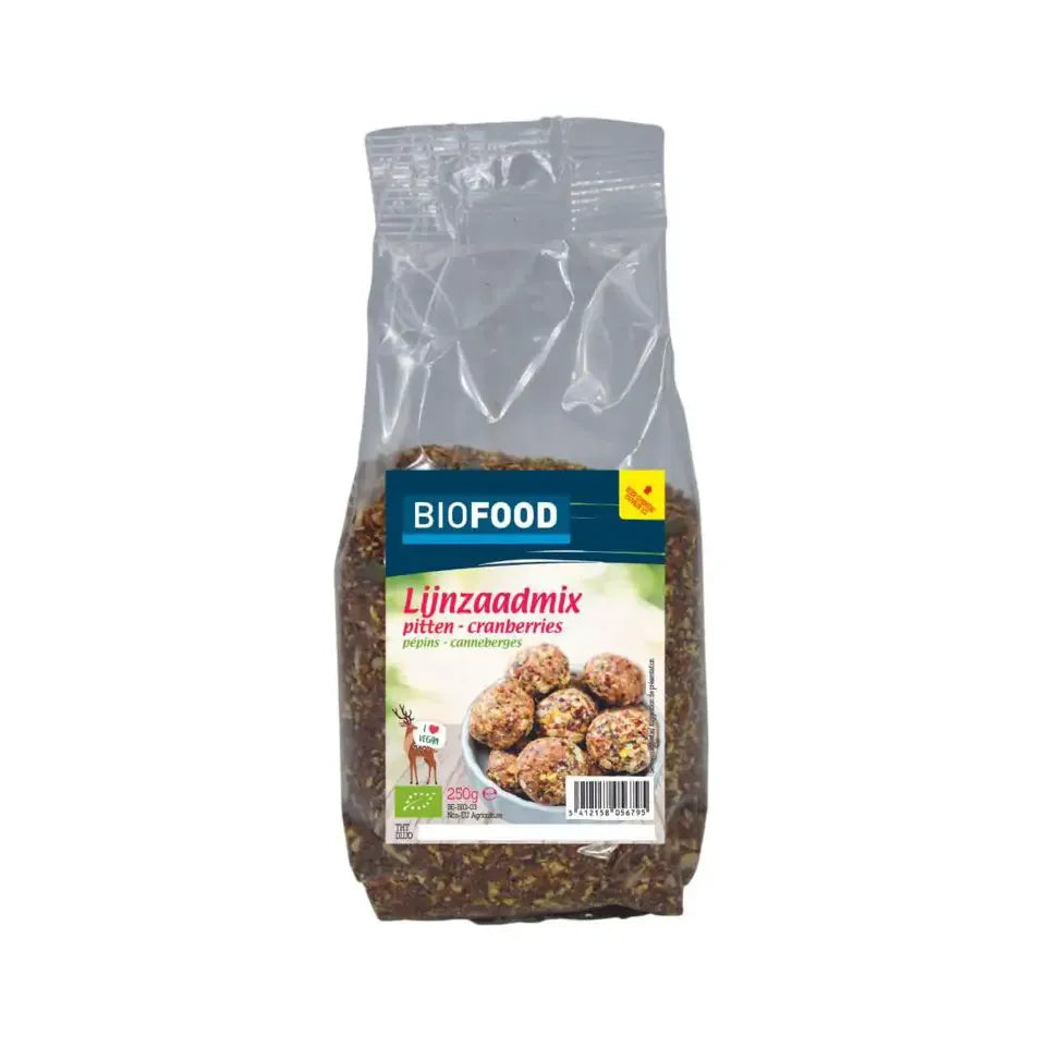 Biofood Lijnzaadmix cranberry 250 gram