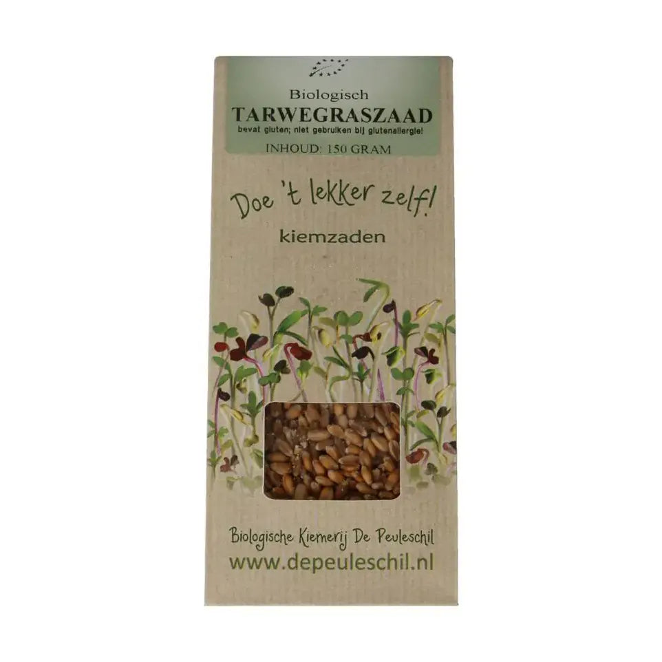 Biologische kiemerij De Peuleschil Tarwegras zaad 150 gram