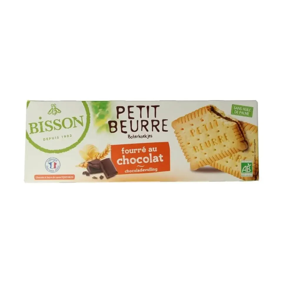 Bisson Petit buerre biscuit met chocolade biologisch 197 gram