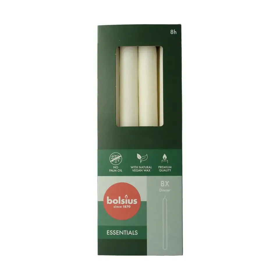 Bolsius Dinerkaarsen 230/20 cloudy white 8 stuks