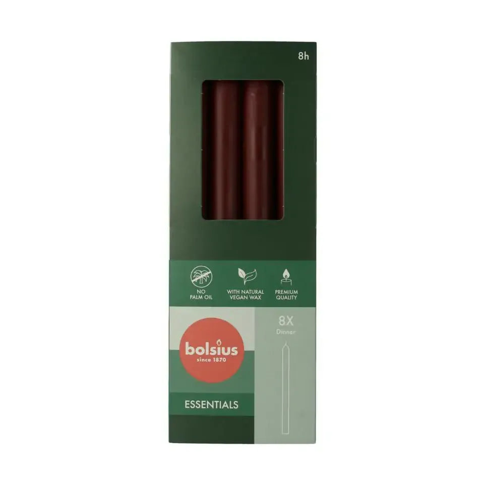 Bolsius Dinerkaarsen 230/20 velvet red 8 stuks