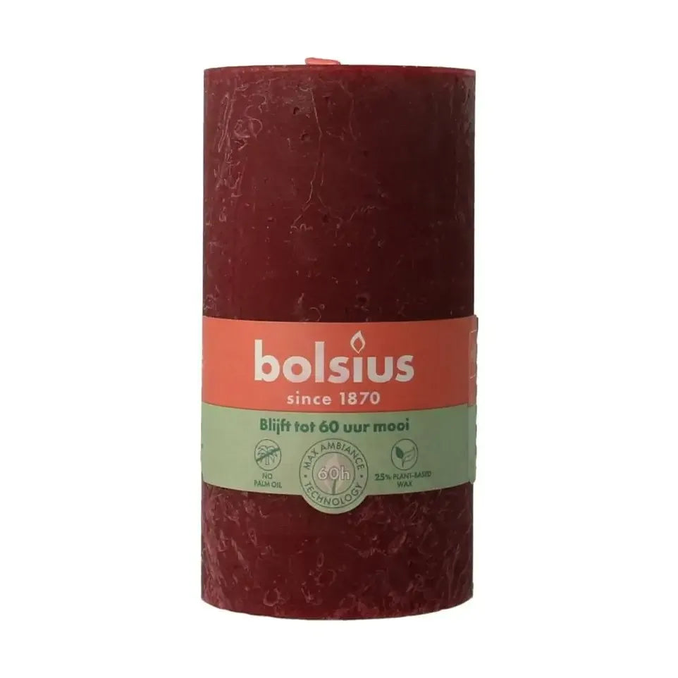 Bolsius Rustiekkaars shine 130/68 velvet red