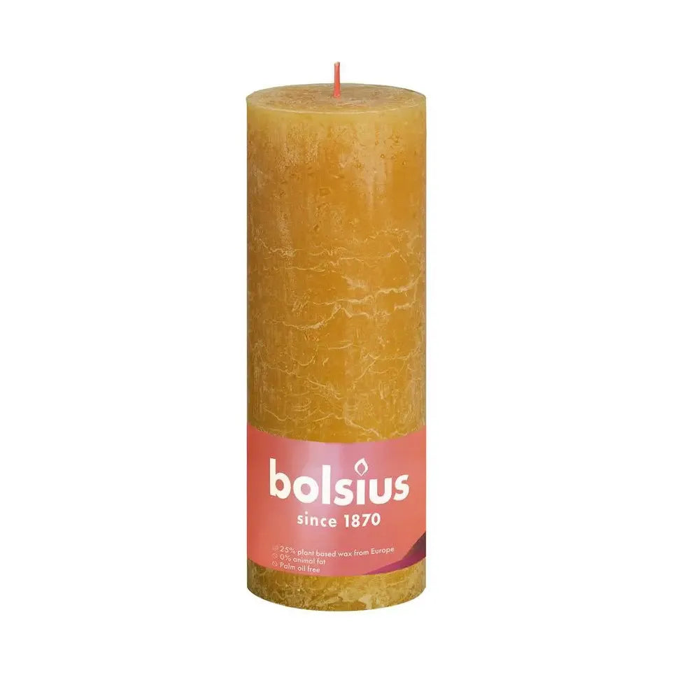 Bolsius Rustiekkaars shine 190/68 honeycomb yellow