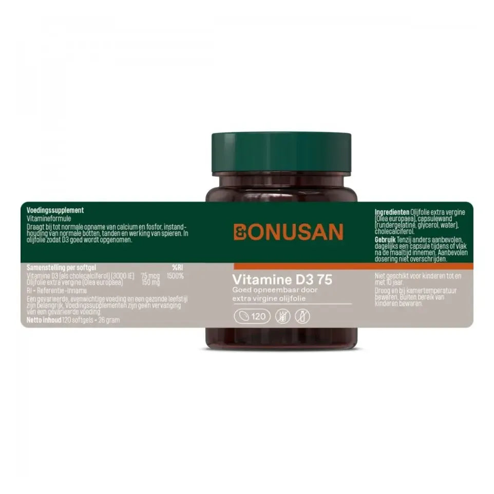 Bonusan Vitamine D3 75 mcg 1 x 120 softgels (afbeelding 8)