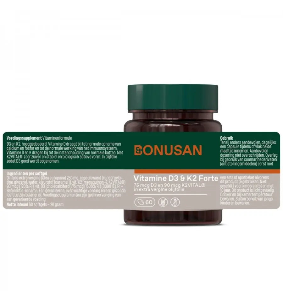 Bonusan Vitamine D3 & K2 Forte 60 softgels (afbeelding 8)