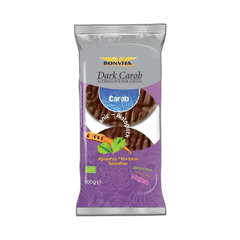 Bonvita Rijstwafels puur carobe 100 gram