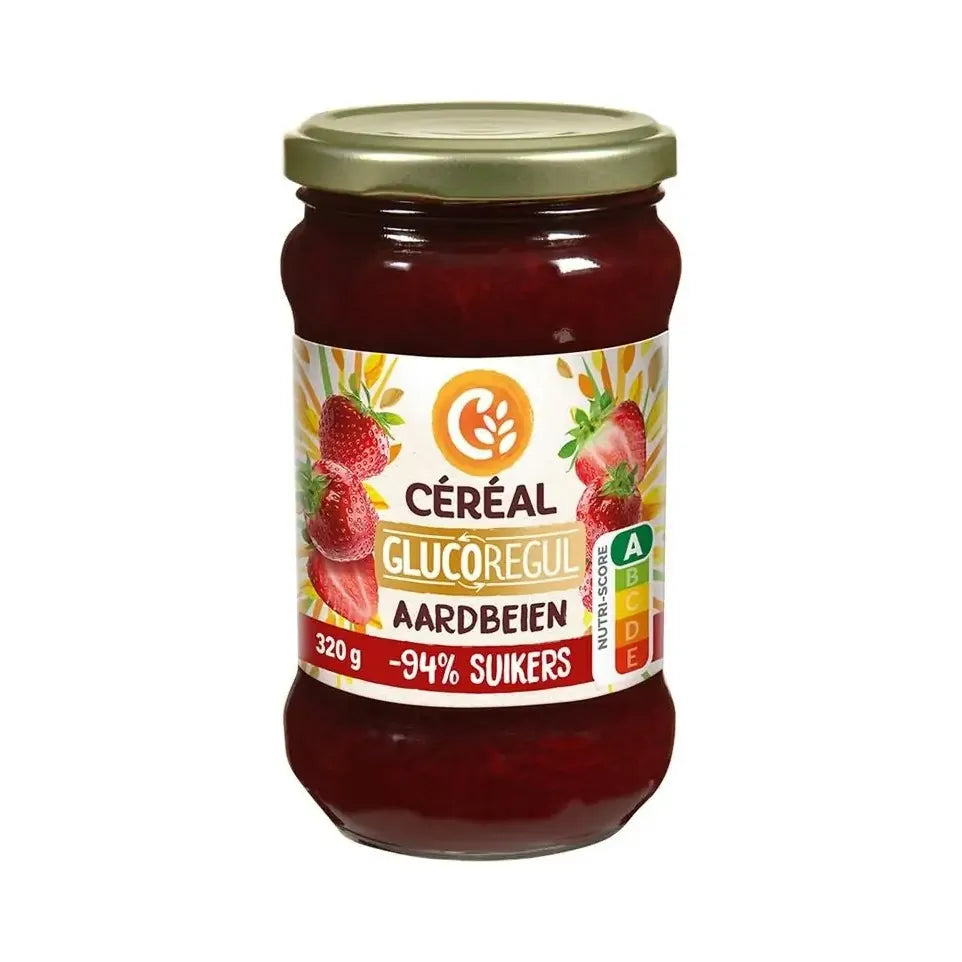 Cereal Aardbeienjam minder suikers 320 gram