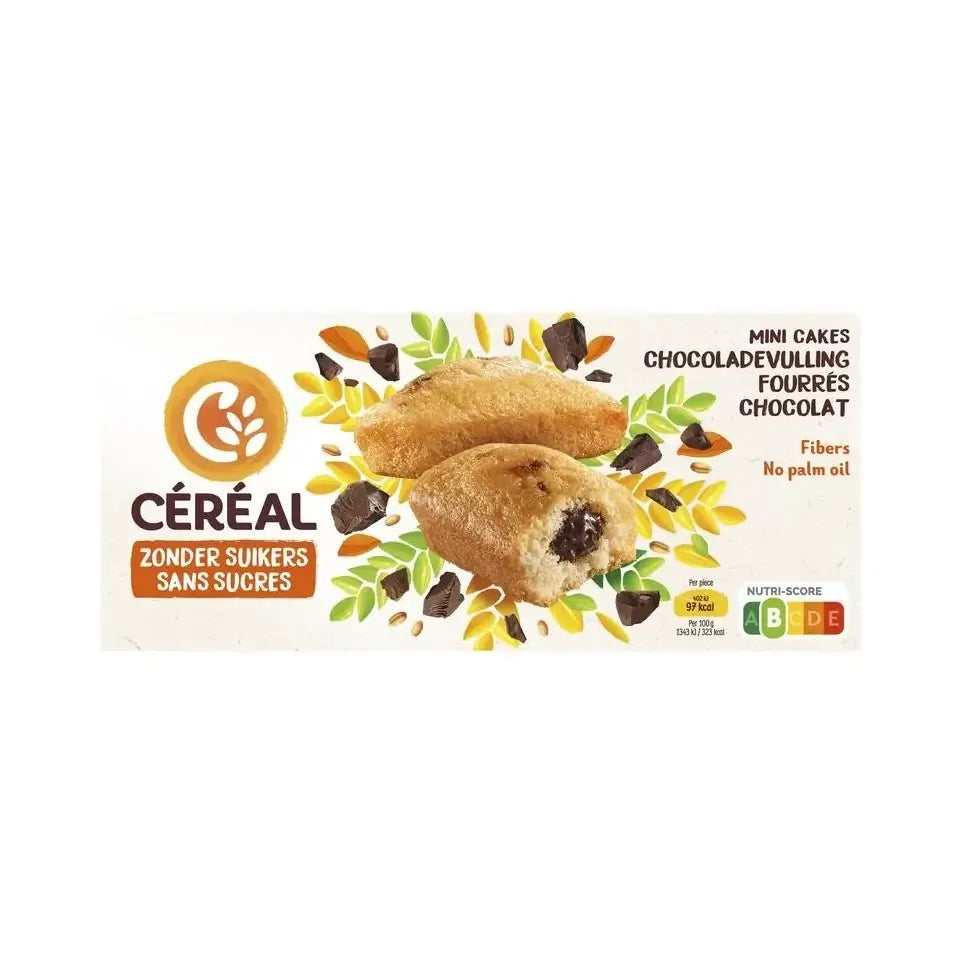 Cereal Mini cakes choco vulling zonder suikers 150 gram