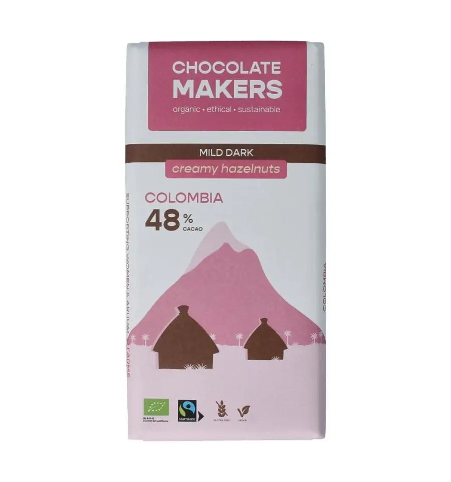 Chocolatemakers Colombia dark hazelnut creme 48% biologisch 80 gram