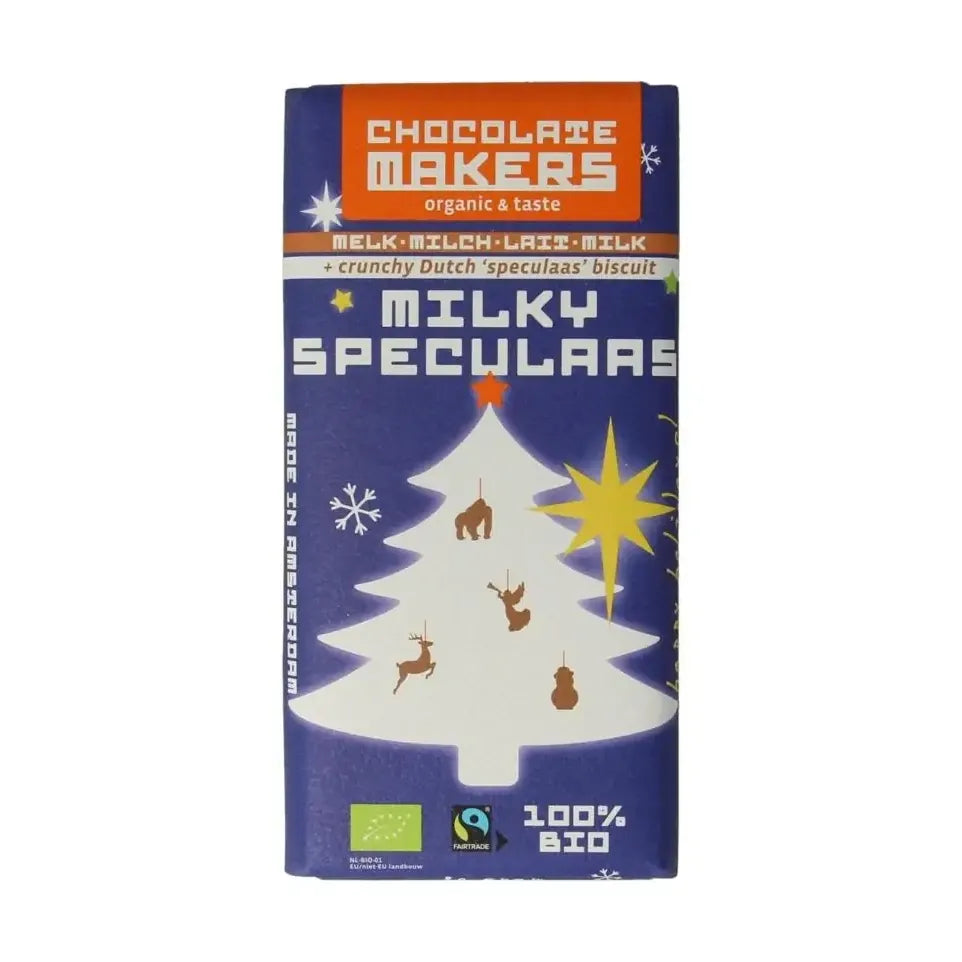 Chocolatemakers Kerstreep milky speculaas 80 gram