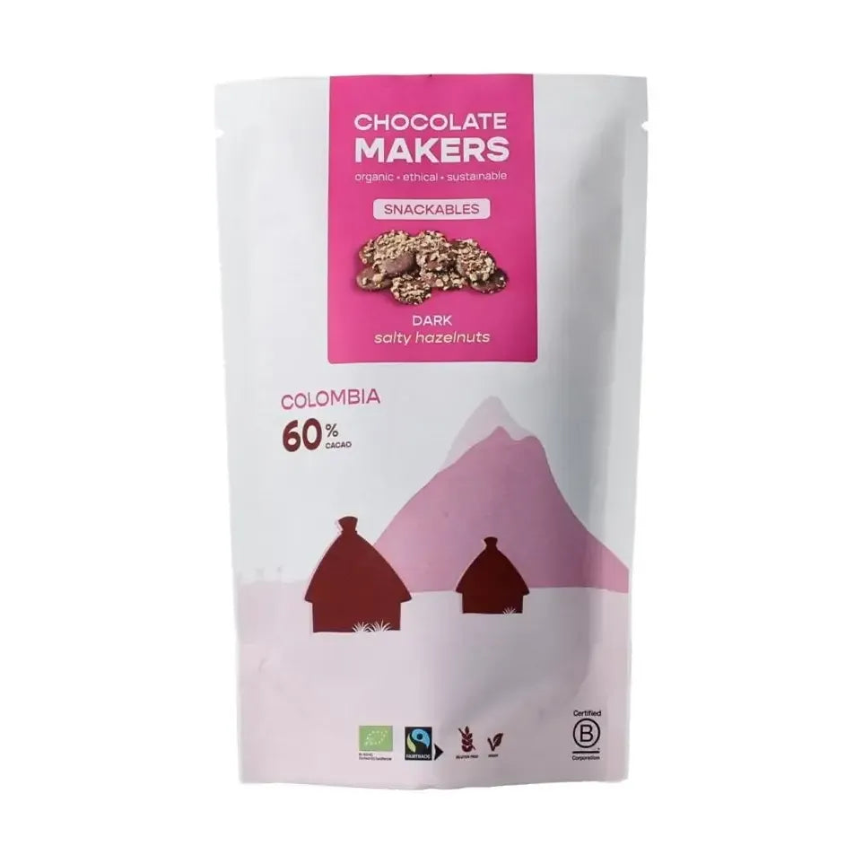 Chocolatemakers Snackable puur 60% met hazelnoot biologisch 100