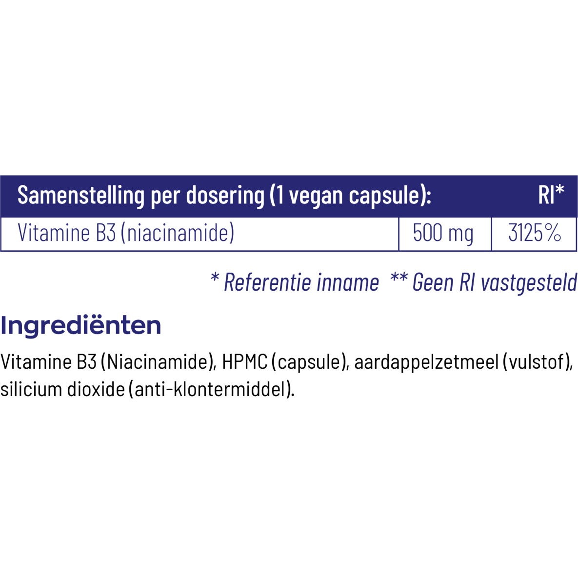 Vitakruid Vitamine B3 Niacinamide 500 mg 90 vcaps
