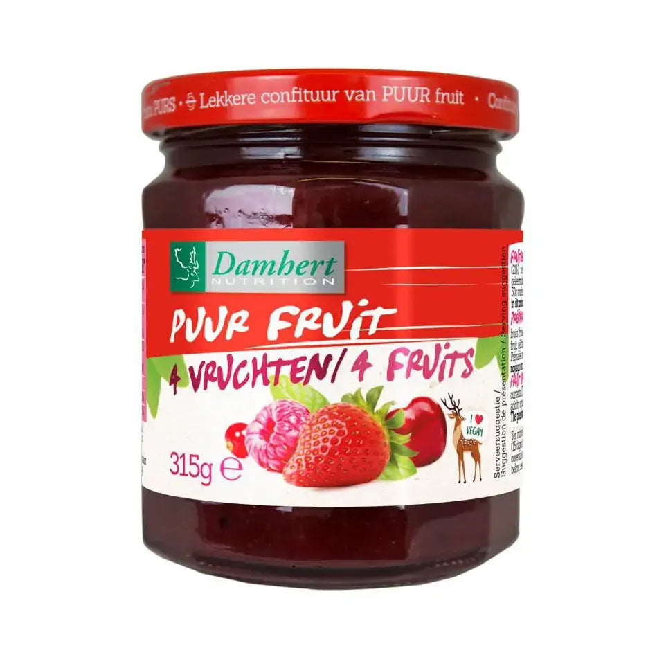 Damhert Puur fruit 4 Vruchten confiture 315 gram