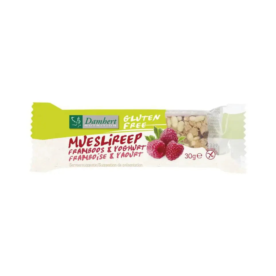 Damhert Mueslireep framboos 30 gram
