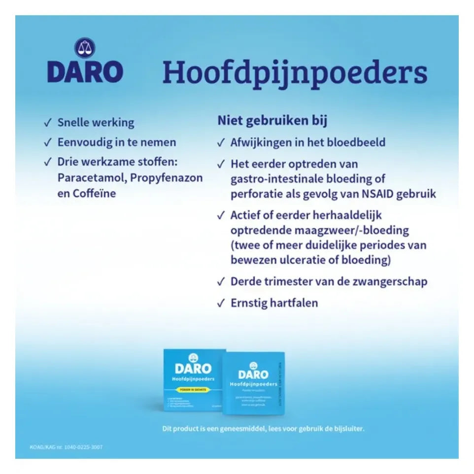Daro Hoofdpijnpoeders 20 stuks