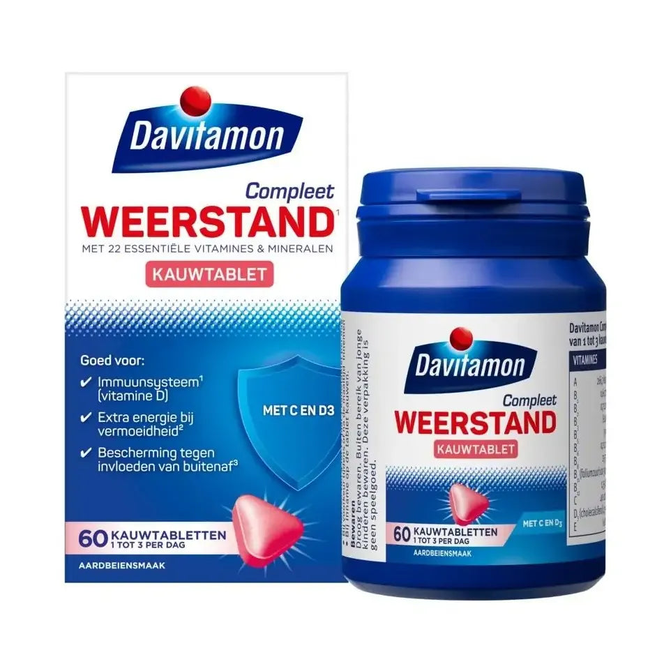 Davitamon Compleet weerstand kauwvitamines aardbei 60