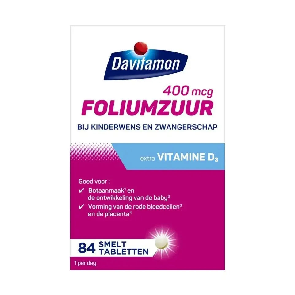 Davitamon Foliumzuur vitamine D 84 smelttabletten