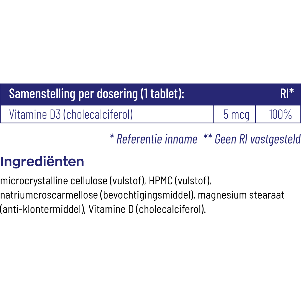 Vitakruid Vitamine D3 5 mcg 250 tabletten