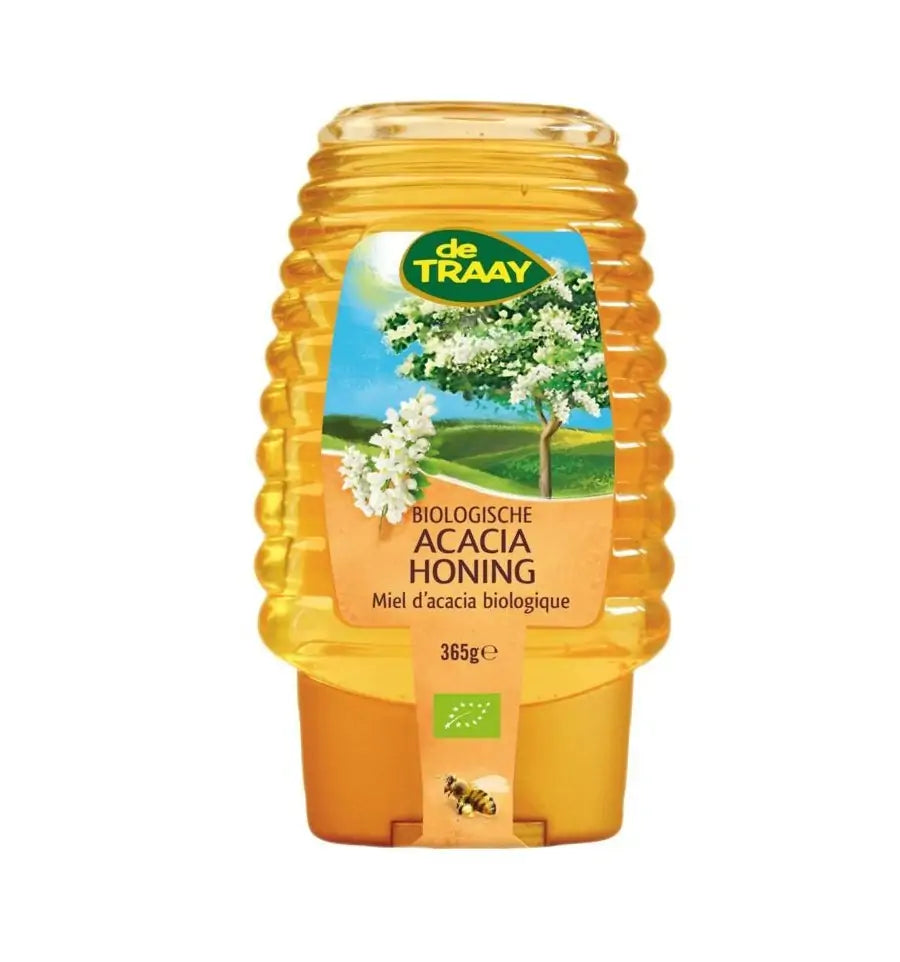 De Traay Acaciahoning knijpfles biologisch 375 gram