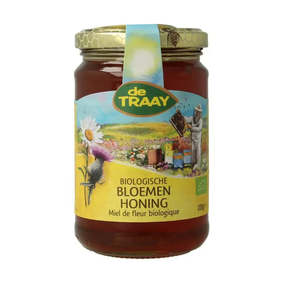 De Traay bloemen honin vloeibaar biologisch 350 g