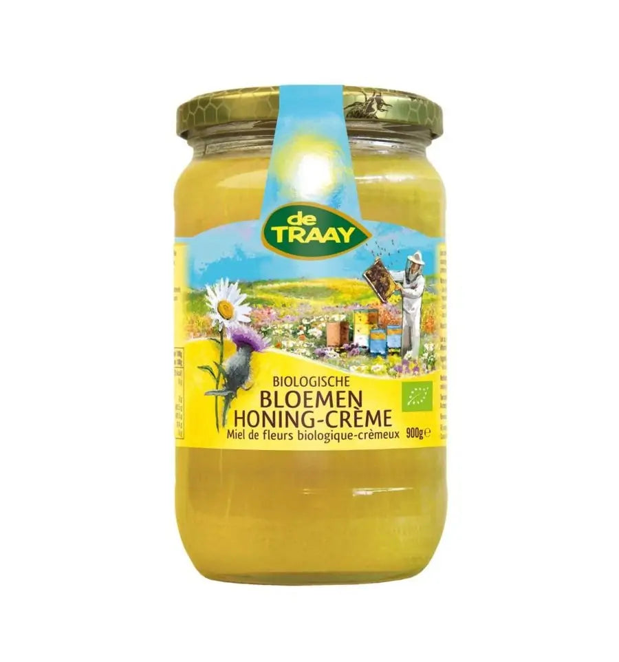 De Traay Bloemenhoning creme biologisch 900 gram