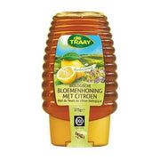 De Traay Bloemenhoning met citroen knijpfles biologisch 375 gram