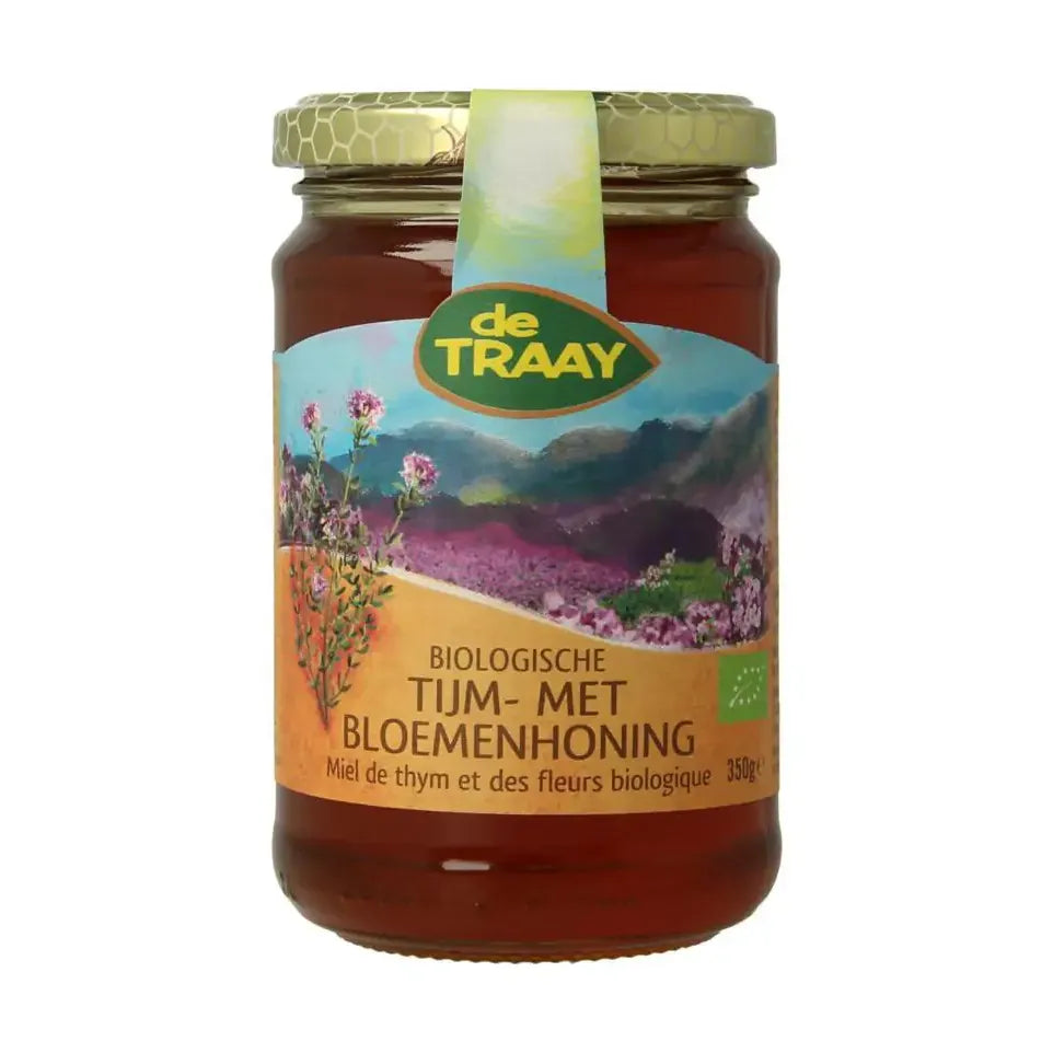De Traay Tijm bloemen honing eko biologisch 350 gram