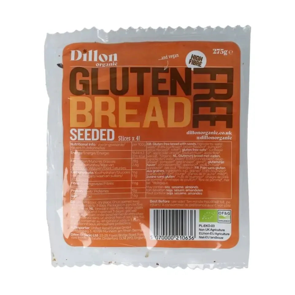 Dillon Organic Sliced bread seeded glutenvrij biologisch