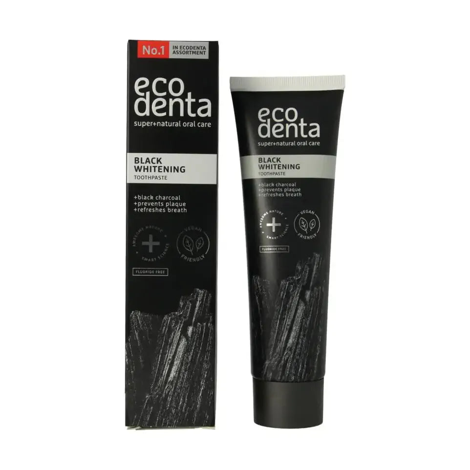 Ecodenta Tandpasta whitening houtskool extra black 100 ml
