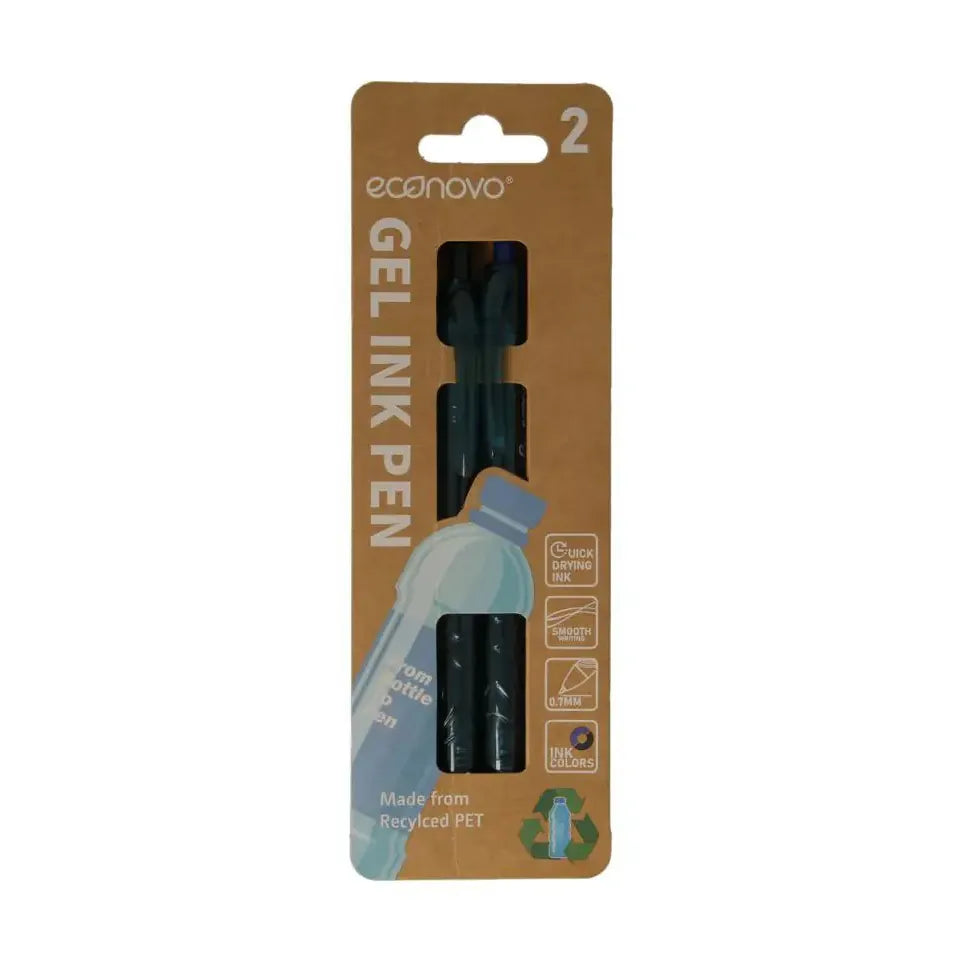 Econovo Gelpennen 0,7mm blauw/zwart 2 stuks