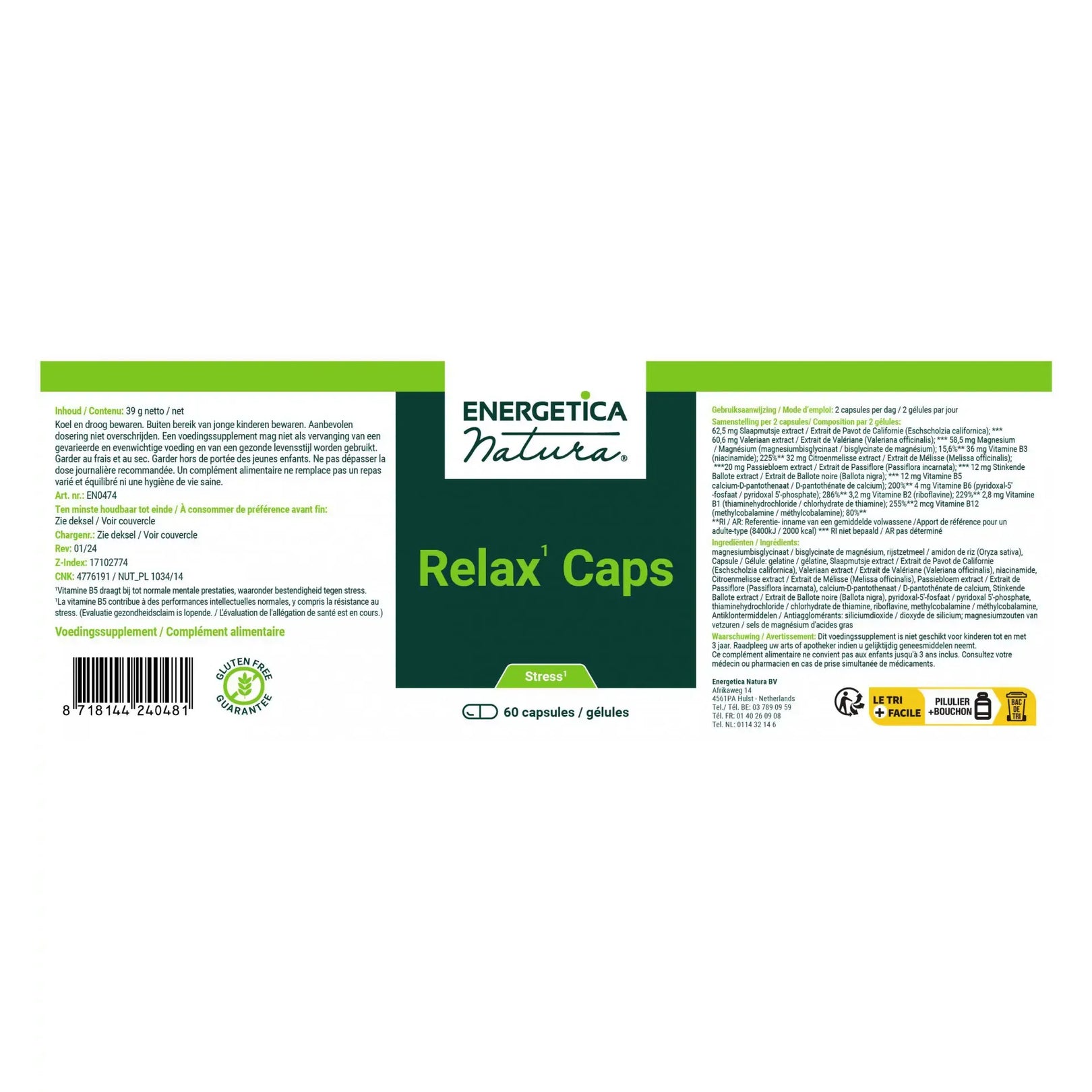 Energetica Natura Relaxol 60 capsules (afbeelding 3)