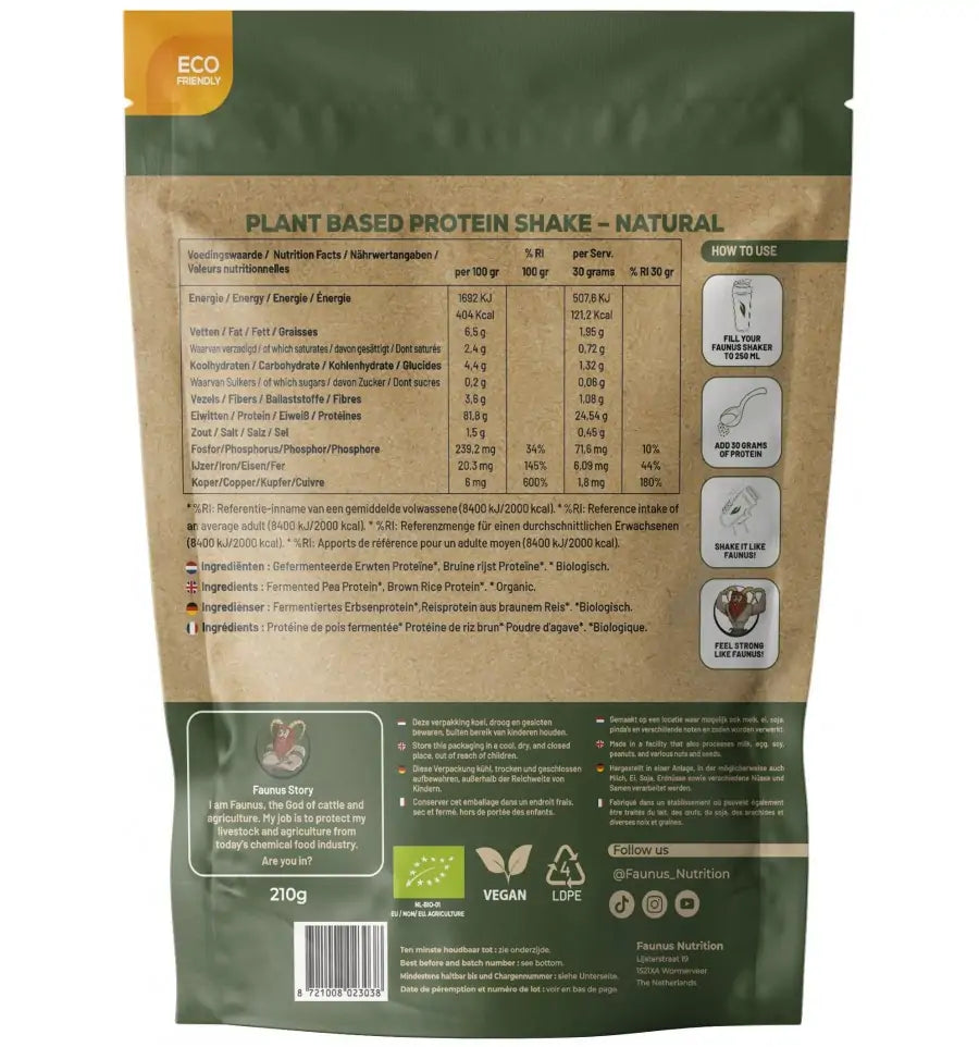 Faunus Nutrition Fermented Protein Vanilla Bio 210 gram (afbeelding 2)