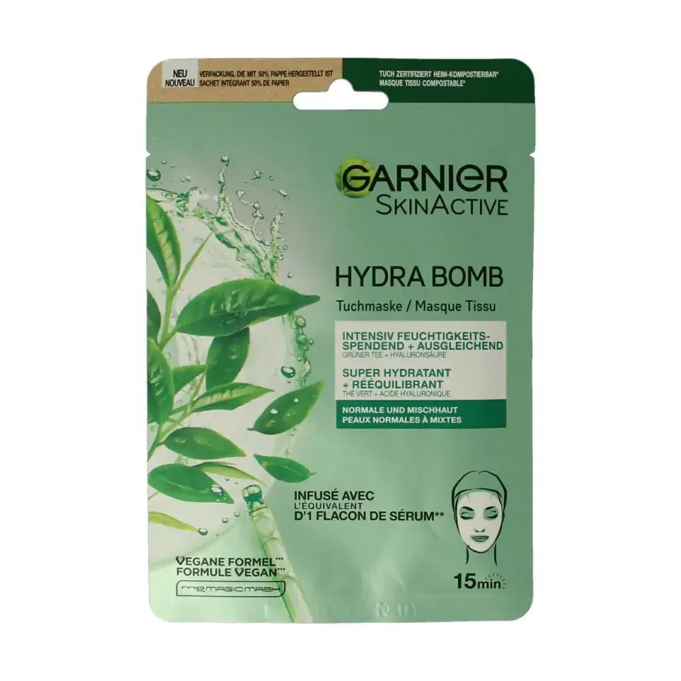 Garnier SkinActive tissuemasker hydra bomb groene thee