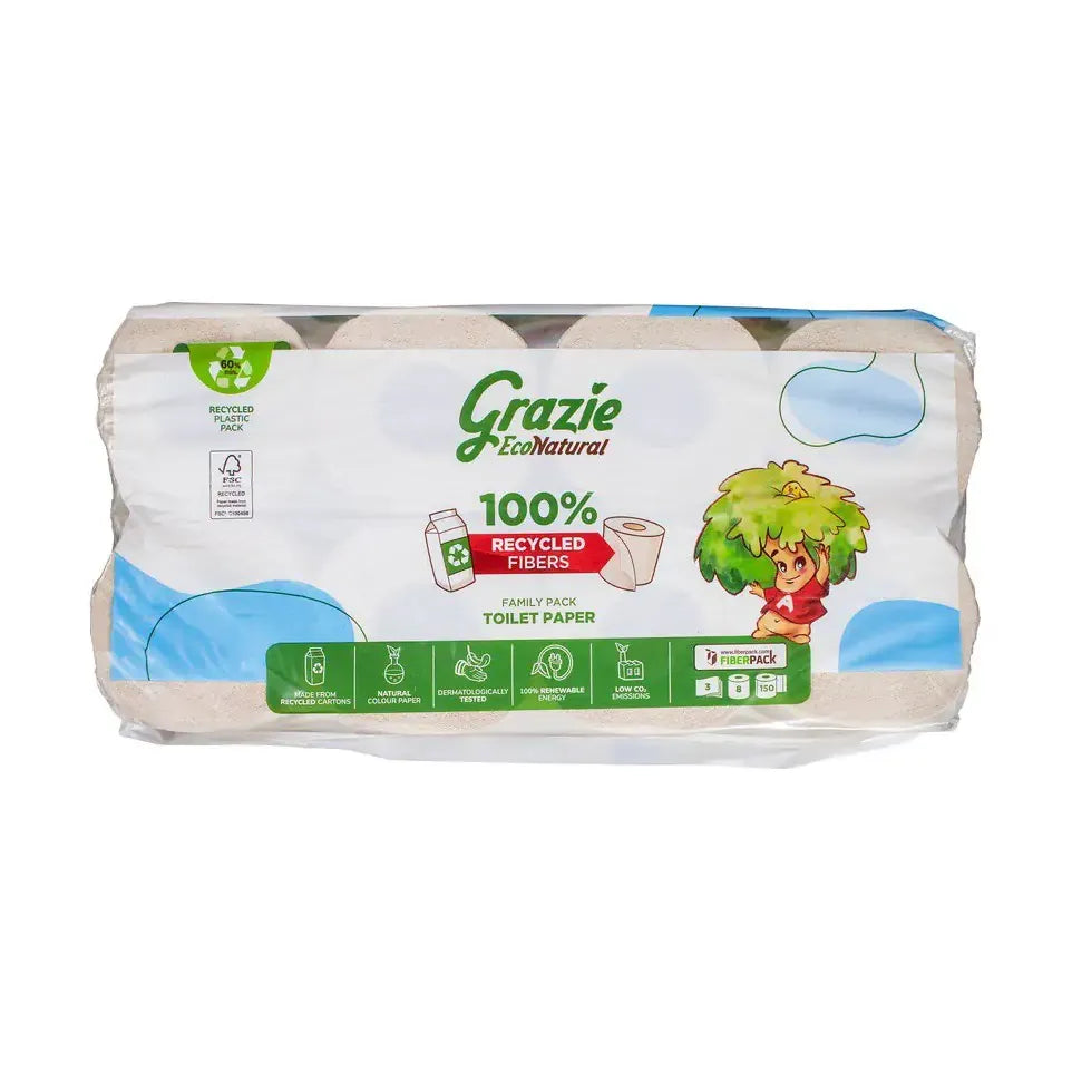 Grazie Natural Toiletpapier 3-laags 8 stuks