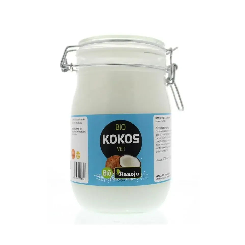 Hanoju Kokosolie geurloos beugelglas 1 liter