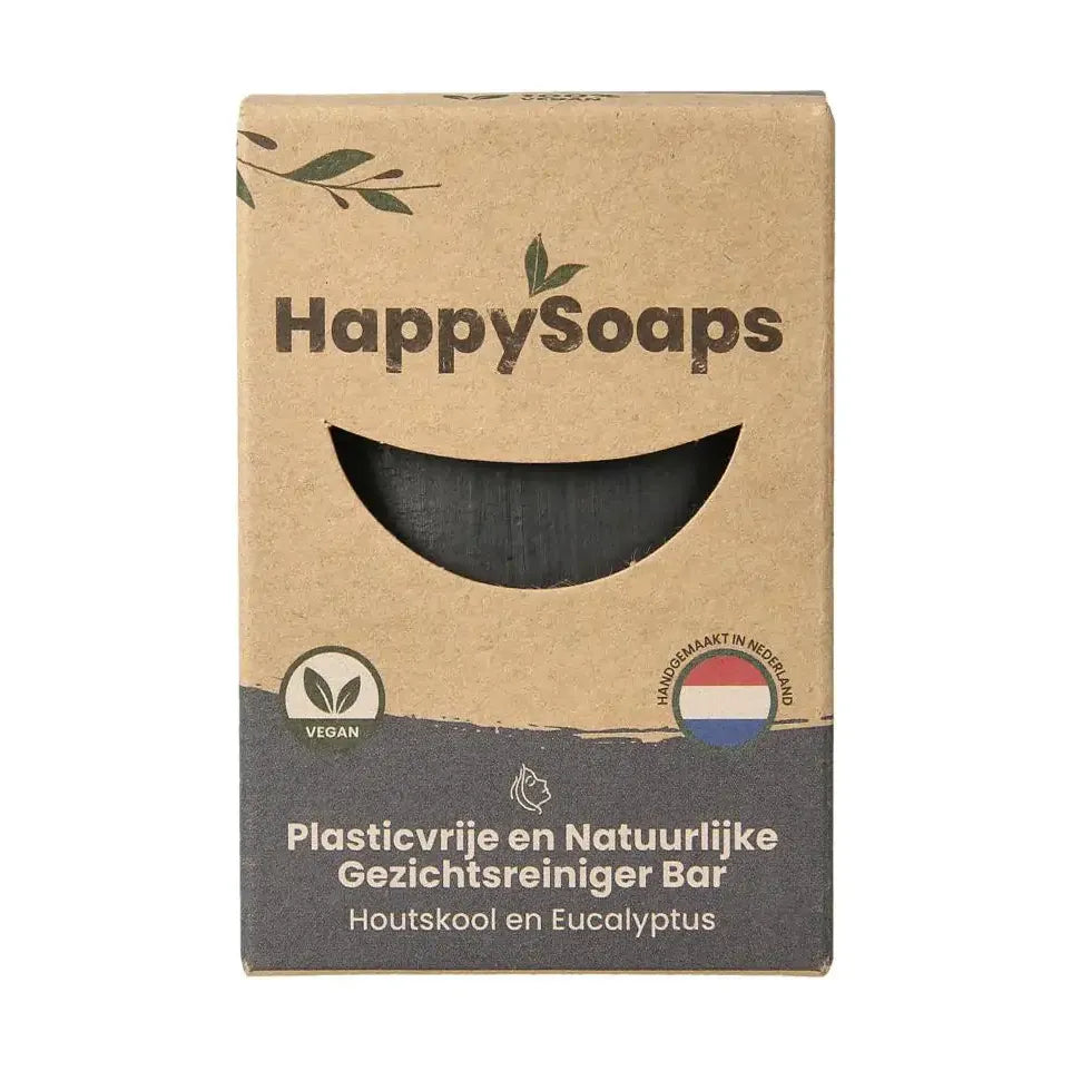 Happysoaps Gezichtreiniger bar houtskool en eucalyptus 70 gram
