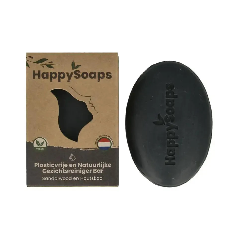 Happysoaps Gezichtreiniger bar houtskool en eucalyptus 70 gram