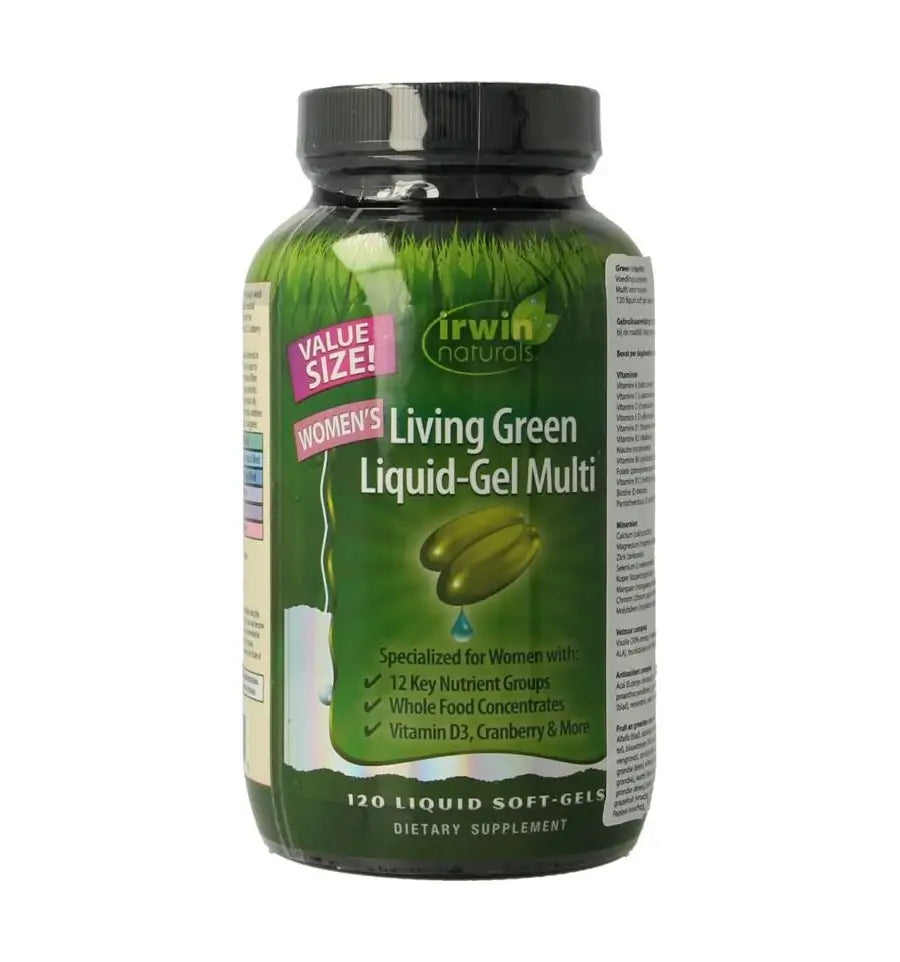 Irwin Naturals Living green liquid gel multi for women 120