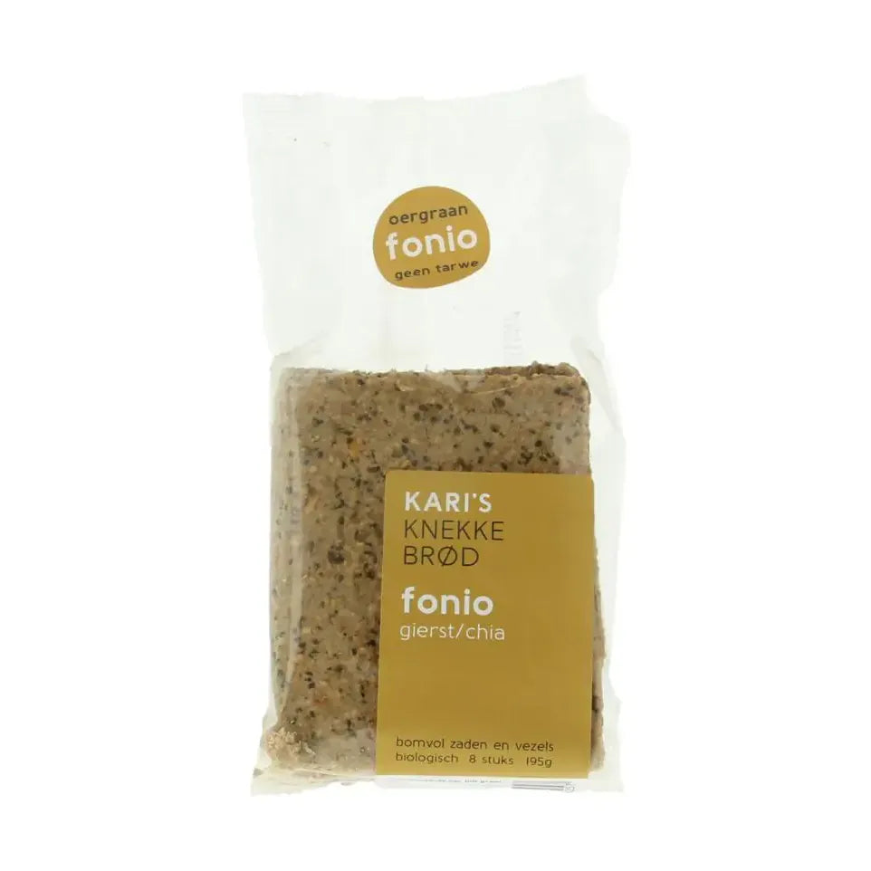 Kari's Crackers Knekkebrod fonio gierst/chia biologisch 195 gram