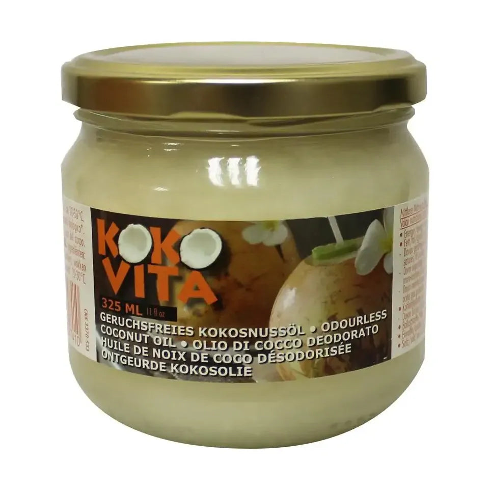 Kokovita kokosolie geurloos in glas 325 ml