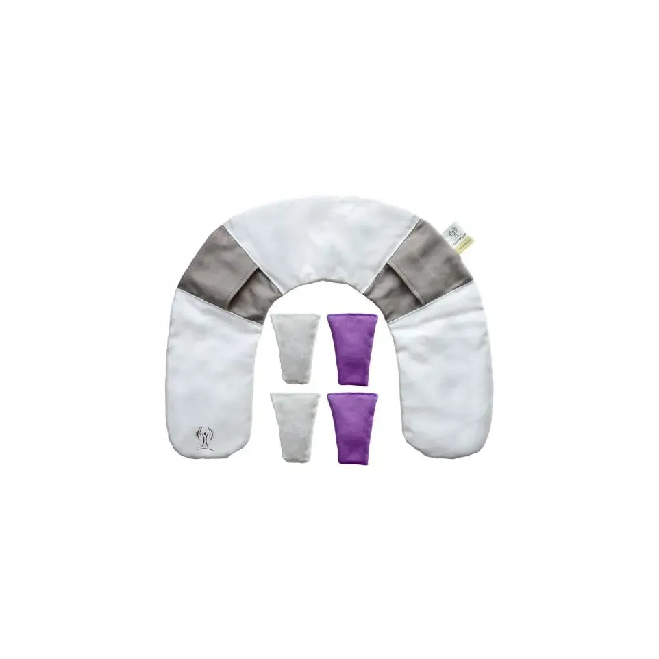 Lichtwesen Liwe nekkussen met 2 bergkristal 2 rozenkwarts