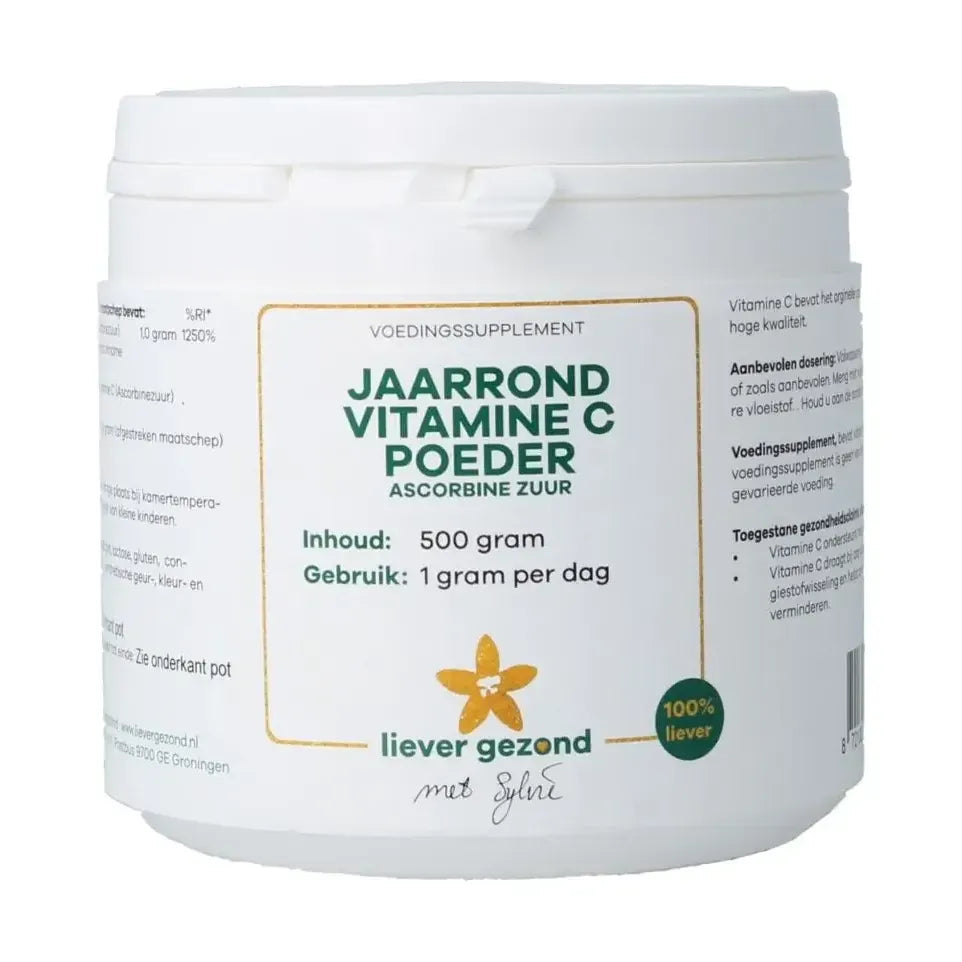 Liever Gezond Jaarrond vit c poeder zuur 500 gram