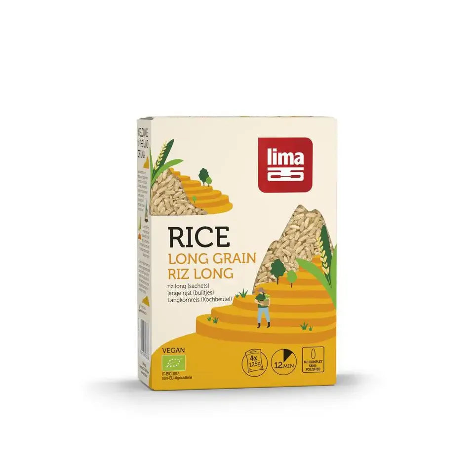 Lima Rijst lang kookbuiltjes 4 x 125 500 gram