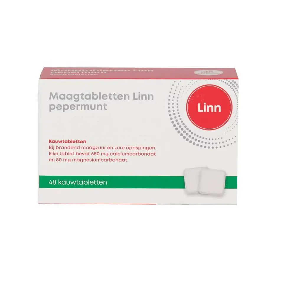Linn Maagtabletten pepermunt 48 kauwtabletten