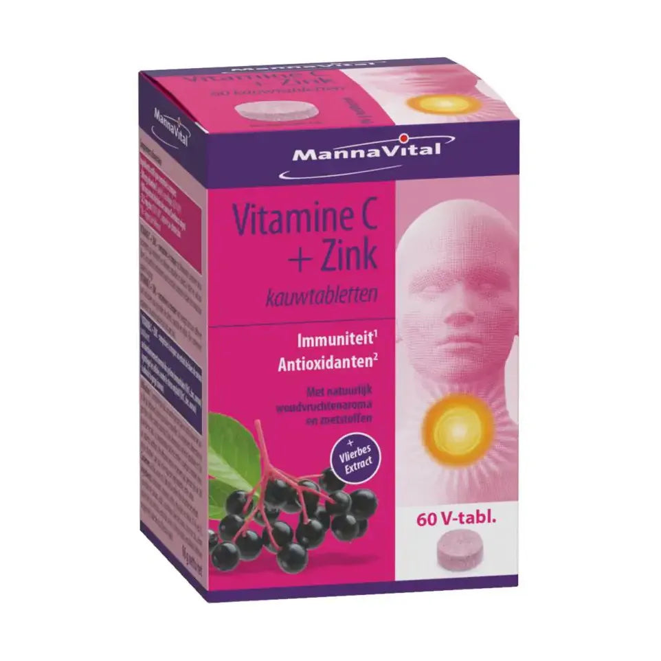 Mannavital Vitamine C plus zink 60 kauwtabletten