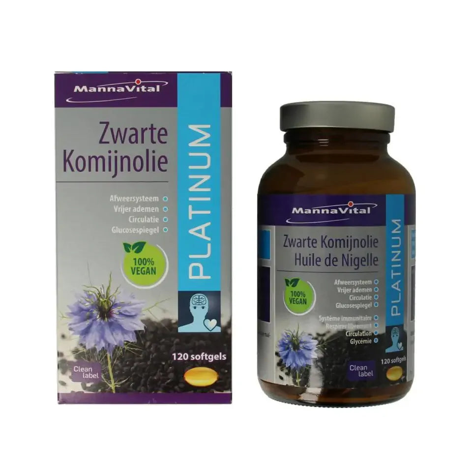 Mannavital Zwarte komijnolie platinum 120 softgels
