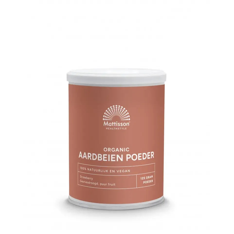 Mattisson Aardbeien poeder gevriersdroogd biologisch 125 gram