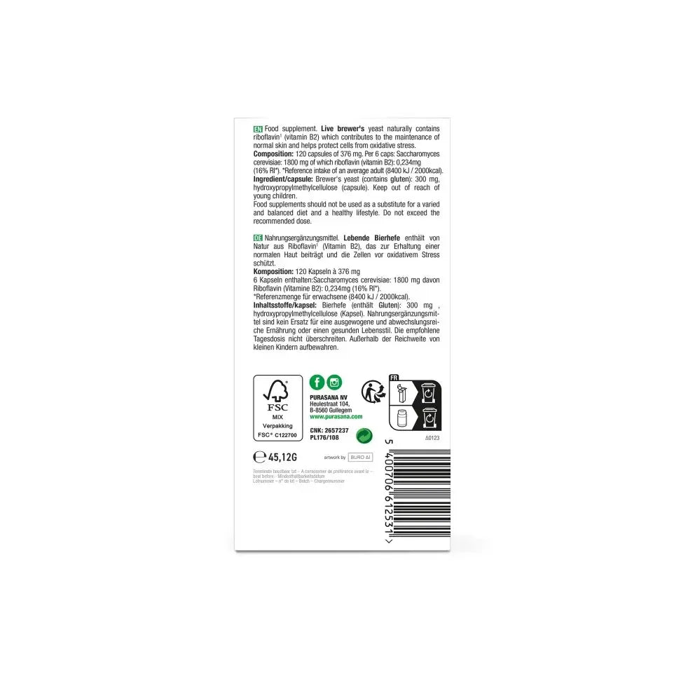 Purasana Levende biergist 120 capsules