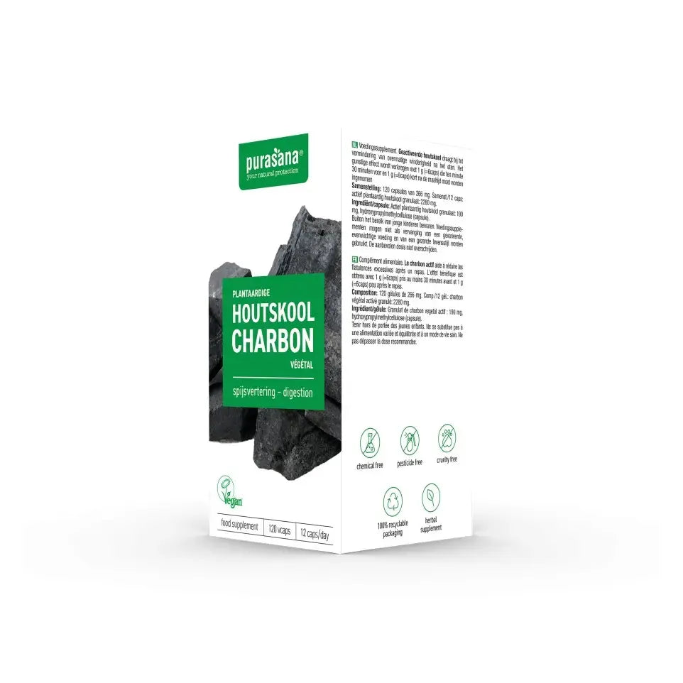 Purasana Plantaardige houtskool 120 vcaps
